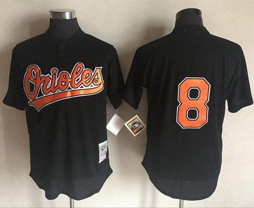 Mitchell And Ness 1997 Orioles #8 Cal Ripken Black Throwback Stitched MLB Jersey